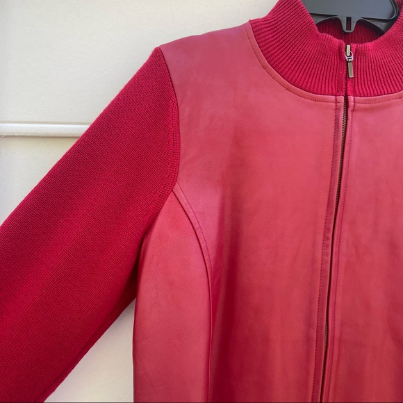 NWT Pendleton red wool and leather zip up jacket size M - Picture 3 of 15